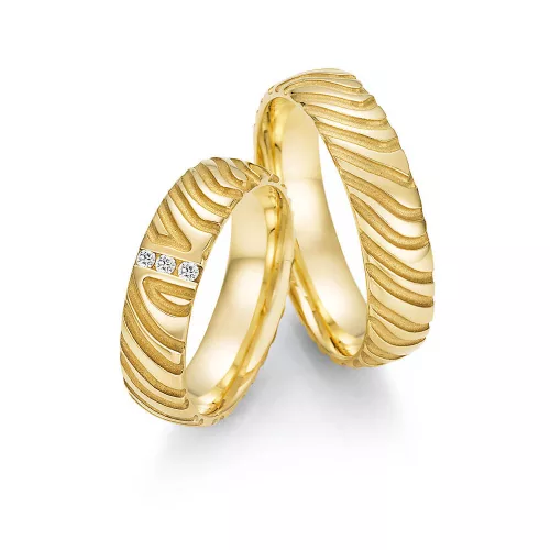 5,5mm széles Sárga arany gyémánt köves Karikagyűrű pár - 63010/63020