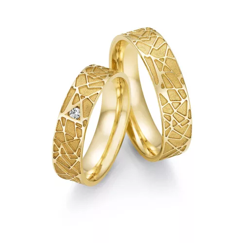5,5mm széles Sárga arany gyémánt köves Karikagyűrű pár - 63030/63040