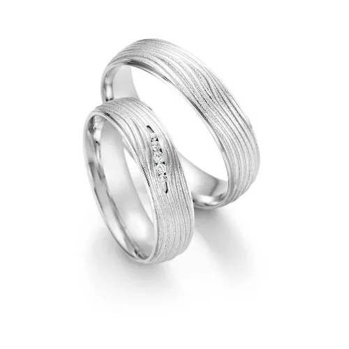 5,5mm széles Fehér arany gyémánt köves Karikagyűrű pár - 63050/63060