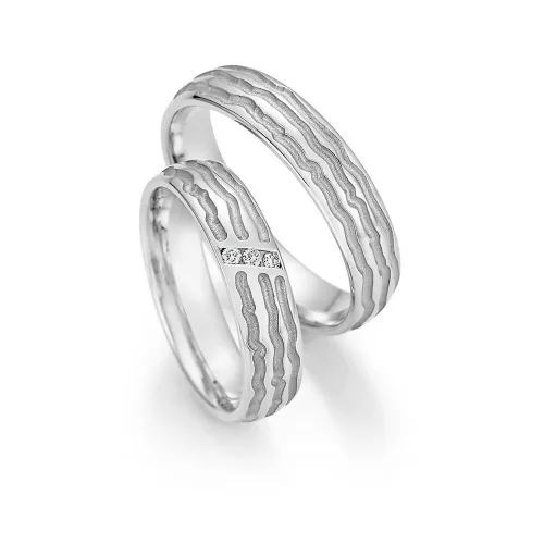 5mm széles Fehér arany gyémánt köves Karikagyűrű pár - 63110/63120