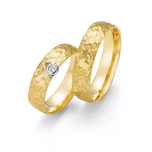 5,5mm széles Sárga arany gyémánt köves Karikagyűrű pár - 63150/63160