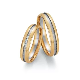   4,5mm széles Fehér-Sárga arany gyémánt köves Karikagyűrű pár - 36030/36040