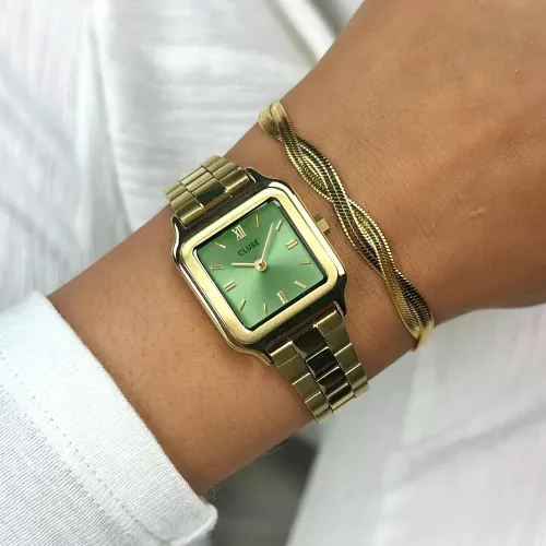 CLUSE Gracieuse Petite női karóra világoszöld arany 24 mm CW11809 kézen