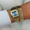 CLUSE Gracieuse Petite kék női karóra dupla arany acélszíjjal 24 mm kézen