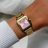 CLUSE Gracieuse Petite mályvarózsaszín női karóra arany acélszíjjal 24 mm kézen