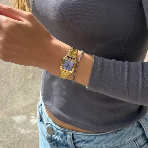 CLUSE Gracieuse Petite női karóra lila számlappal arany acélcsaton 24 mm modellen