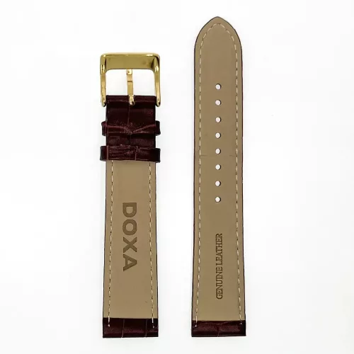 Doxa vöröses barna aligátor mintás bőr óraszíj arany csat