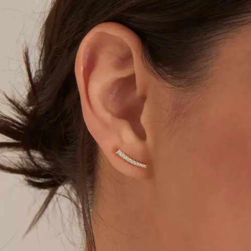 Ania Haie arany bevonatú Glam Crawler Stud fülbevaló kristályokkal