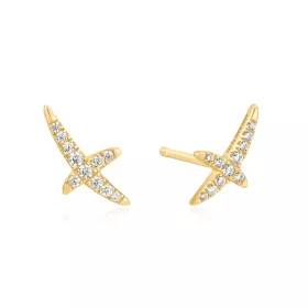 Ania Haie csillag alakú fülbevaló – aranyozott ezüst pavé kövekkel