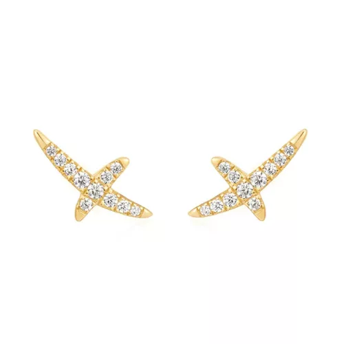 Ania Haie csillag alakú fülbevaló – aranyozott ezüst pavé kövekkel
