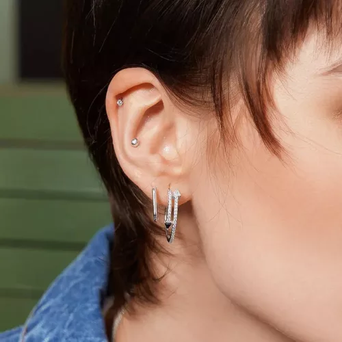 Ania Haie nagy ovál karika fülbevaló – ezüst, ovál forma, ragyogó felület