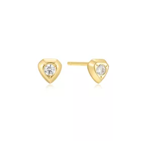 Ania Haie aranyszínű „Pajzs” stift fülbevaló – fehér cirkóniakő (E067-03G)