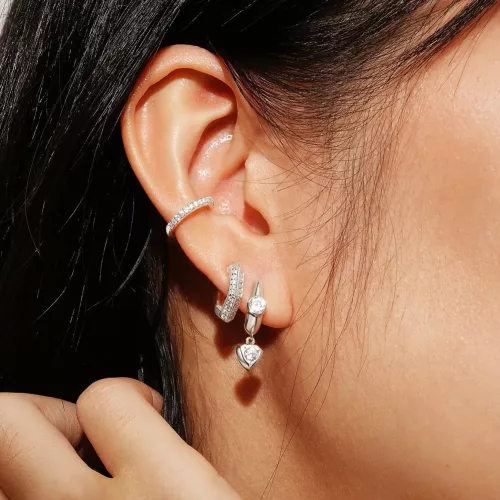 Ania Haie aranyszínű karika fülbevaló – fehér cirkóniákkal (E067-06G)