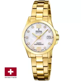 Festina Swiss Made F20050/1 női karóra arany acél és gyöngyház számlap