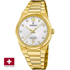 Festina Swiss Made F20058/1 női karóra arany acél és ezüst számlappal