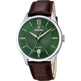   Festina Classic F20426/8 férfi karóra zöld számlappal és barna bőrszíjjal
