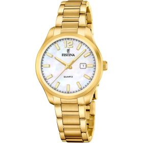 Festina női karóra – arany acéltok, gyöngyház számlap, dátum kijelző