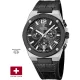 Festina férfi karóra fekete számlap kronográf bőrszíj elegáns sportos