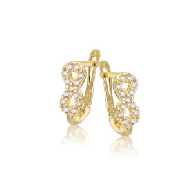 Arany baba fülbevaló – végtelen motívum, cirkónia kövekkel, francia kapocs
