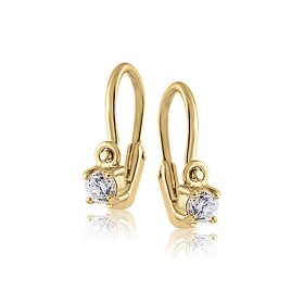 Arany baba fülbevaló – fehér cirkónia kő, karmos foglalat, elölkapcsos zár