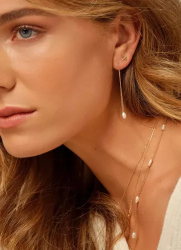 Jackie Gold 14 karátos arany gyöngyös lógós női fülbevaló
