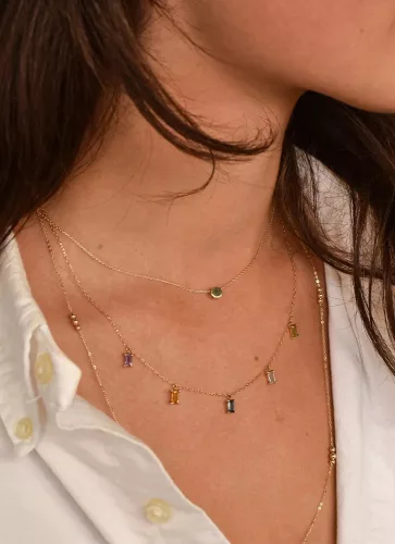 Jackie Gold 14 karátos arany színes köves női nyaklánc