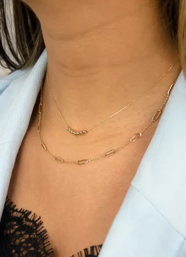 Jackie Gold 14 karátos arany ovális karikás női nyaklánc