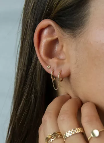 Jackie Gold 14 karátos arany dupla karikás láncos fülbevaló