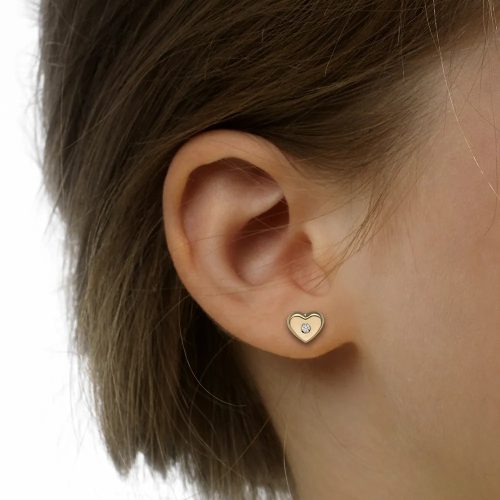 Lisa sárga arany szív alakú cirkon köves gyerek fülbevaló – JTAG-0691
