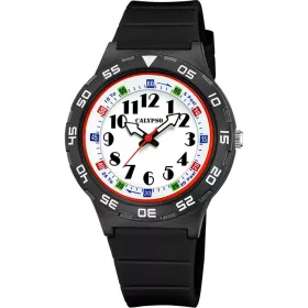 Calypso analóg tinióra – fekete szíj, fehér számlap, junior analóg óra