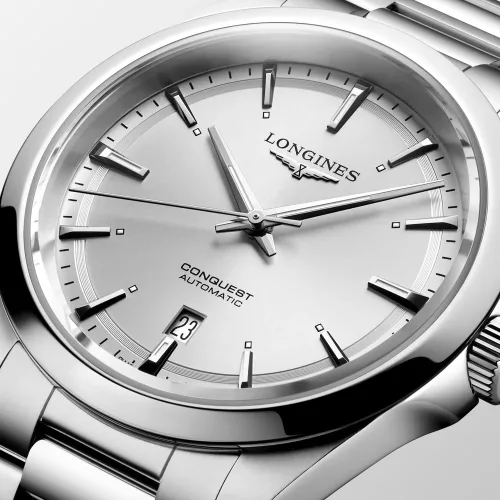 Elegáns Longines L3.830 Conquest férfi svájci automata karóra hátlap szilícium rugóval