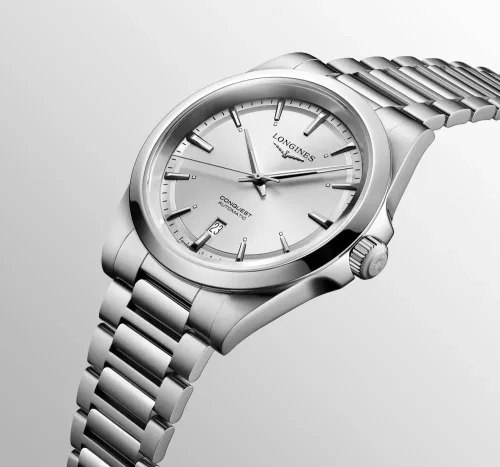Elegáns Longines L3.830 Conquest férfi svájci automata karóra üveg hátlap szilícium rugóval