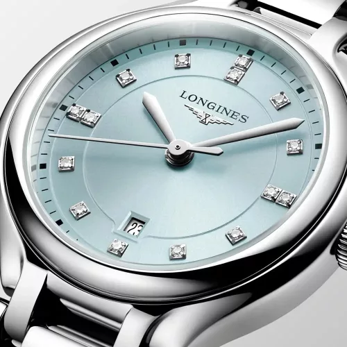 Longines PrimaLuna női karóra mentazöld számlap gyémánt index