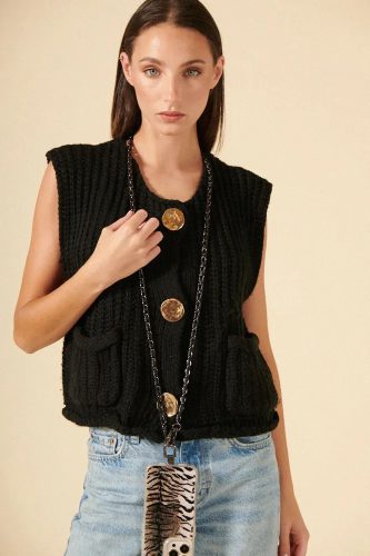 La Coque Française LE314922 Lou Noir fekete telefonlánc 120 cm