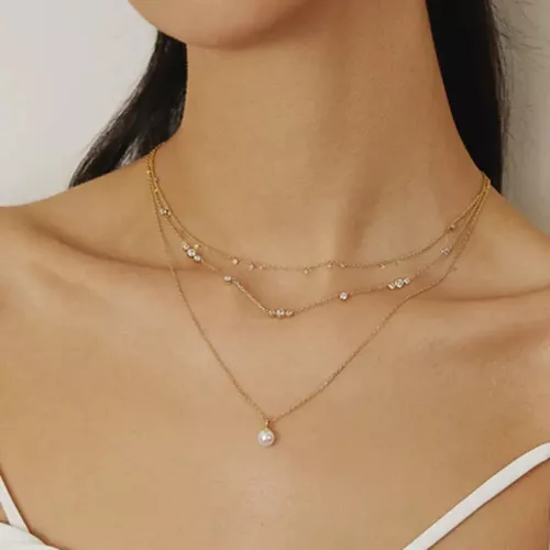 Ania Haie Gold Pearl Drop nyaklánc – gyöngy medál, aranyozott ezüstlánc, finom elegancia