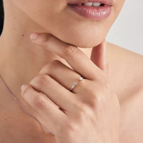 Ania Haie ezüst Női Gyűrű cirkon kővel és gyönggyel - R043-01H