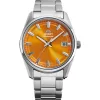 Orient ferfi karora 38.5 mm narancs szamlap automata acel