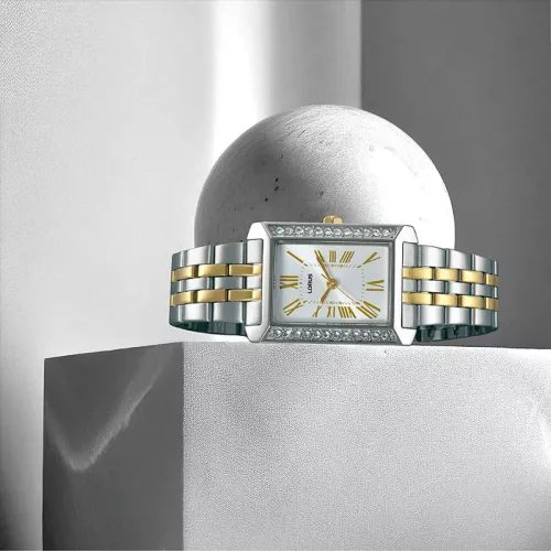Lorus noi karora 22.5x32 mm arany kristaly tok elegans acel szij