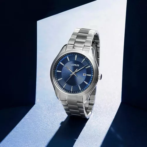 Lorus ferfi karora 42 mm kek szamlap klasszikus acel szij