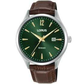 Lorus férfi karóra zöld számlap barna bőr szíj