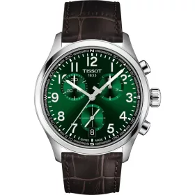 Tissot Chrono L férfi karóra zöld számlappal barna bőrszíjon 42 mm