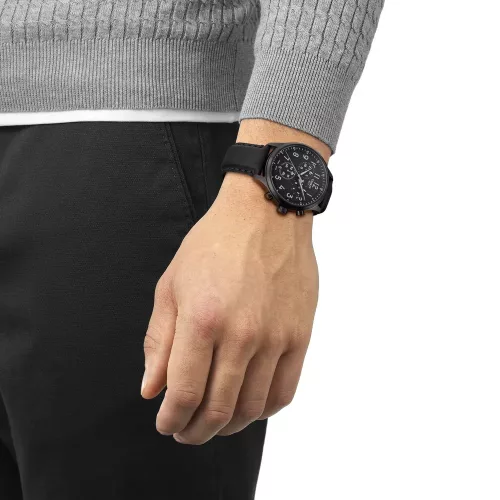 Tissot Chrono XL Classic 45 mm férfi kronográf – acél tok, fekete számlap, barna bőrszíj