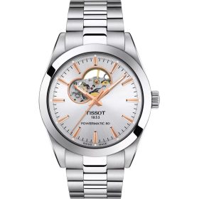 Tissot Gentleman Powermatic 80 Open Heart 40 mm férfi karóra – acél tok, ezüst számlap