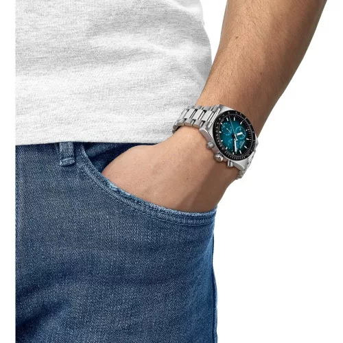 Tissot PR516 Chronograph kék férfi karóra T149.417.11.041.01 modellen kézen