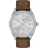 Tissot PRC 100 Solar 39 mm férfi karóra – acél tok, ezüst számlap, barna bőrszíj
