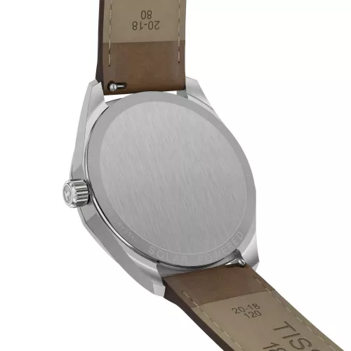 Tissot PRC 100 Solar 39 mm férfi karóra – acél tok, ezüst számlap, barna bőrszíj