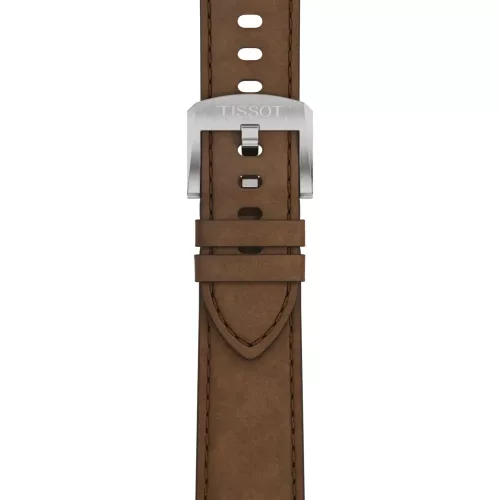 Tissot PRC 100 Solar 39 mm férfi karóra – acél tok, ezüst számlap, barna bőrszíj