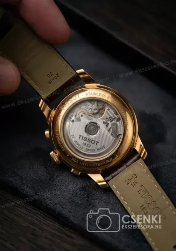 Tissot Le Locle Valjoux automata férfi kronográf T41.5.317.51 üveg hátlap szerkezet