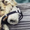 Zeades BOLT T-BAR Black férfi karkötő – fekete fonott olasz bőr és acél csat
