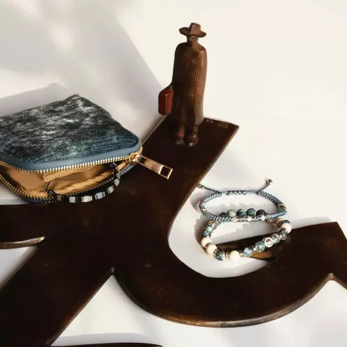 Zeades ZMB02875 Mezzo Bly Ice Blue férfi karkötő világoskék textile és acél